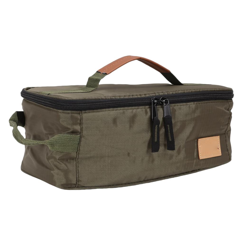 Camping-Kochgeschirr-Tasche 210D Karostoff Isoliert Kochutensilien Reisetasche mit PU-Griff für BBQ-Picknick