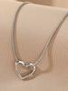 1 piece simple stainless steel chain necklace with hollow heart pendant, fashionable clavicle chain for Valentine's Day, Mom, Mother's Day, gift