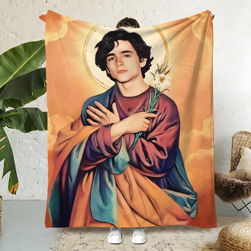 Celebrity T-Timothee Chalamet Throw  Flannel Throw Blanket,Bed Home Office Nap Blanket Travel,Camping,Picnic Blanket Soft Decor 75X95CM