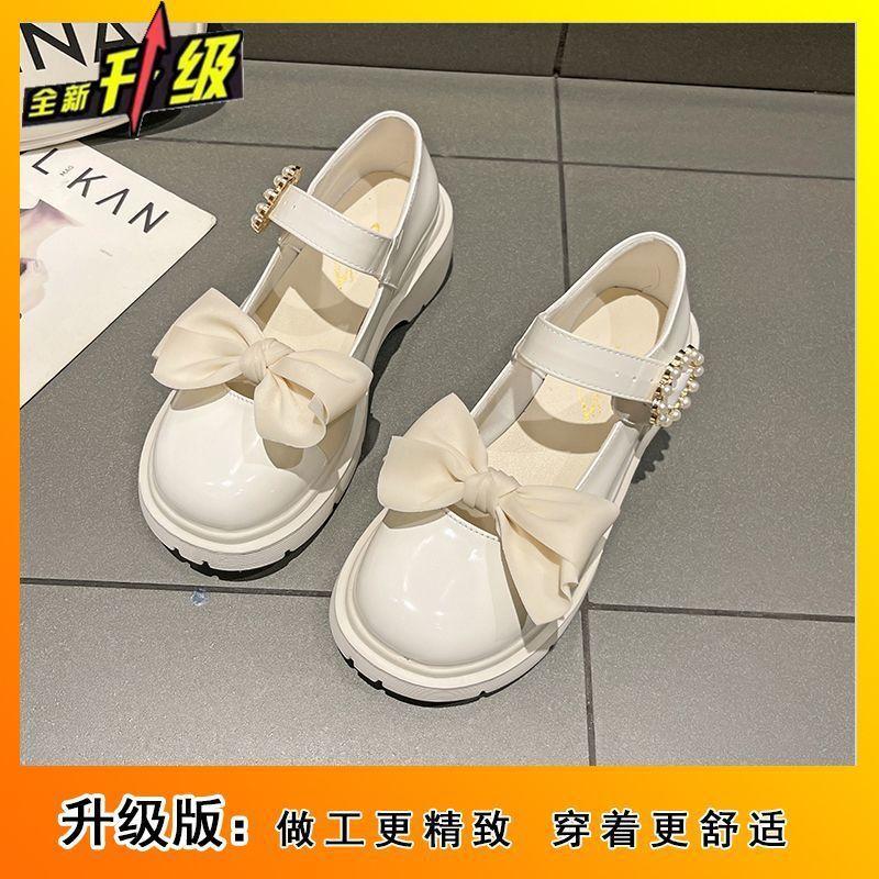

Японские маленькие кожаные туфли женские летние новые в британском стиле с круглым носком милые мягкие для девочки универсальные туфли на платформе с бантом 40