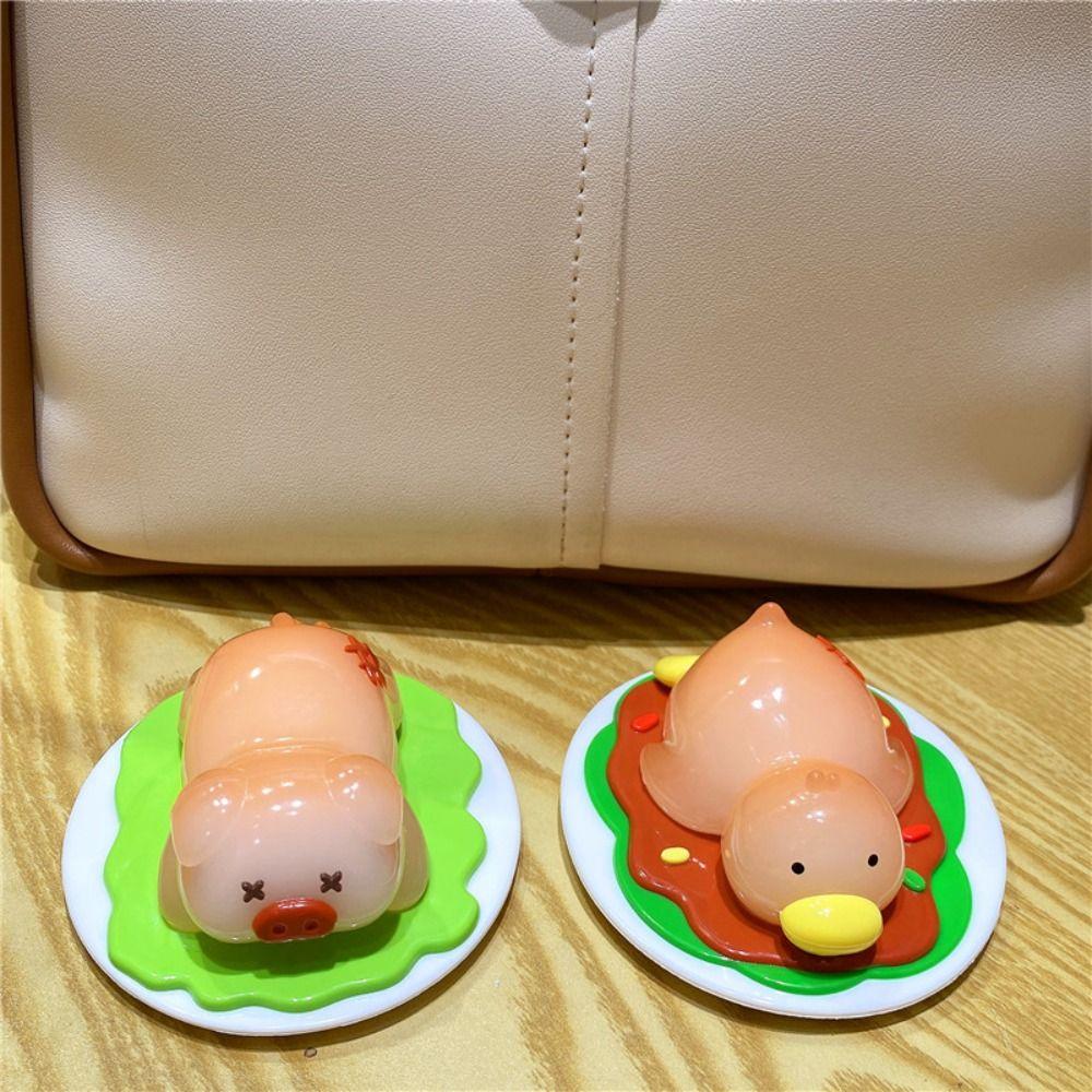 Pig Roast Duck Decoration PVC Color Changing Duck Figurine Uv Color Change Ornament  Desk Balcony