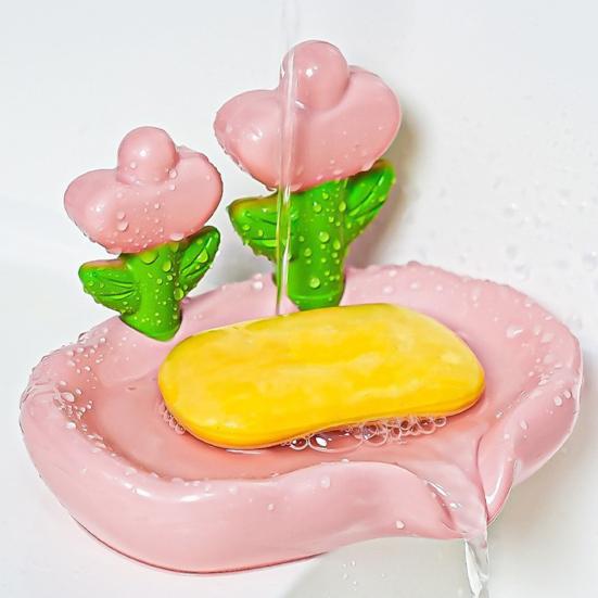 1/2 Stück Blume Seifenhalter Schnell ablaufend Küche Badezimmer Blumig Seifenschale Arbeitsplatten Dekoration Kunststoff Seifenstück Duschseife Behälter Box Tablett