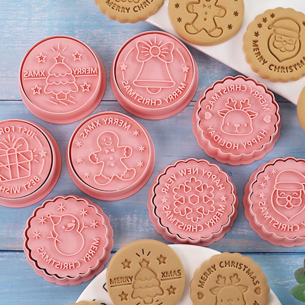 8pcs Cartoon Christmas Biscuits Molds Set Easy Using Cake Decor Baking Mold For Biscuits Making