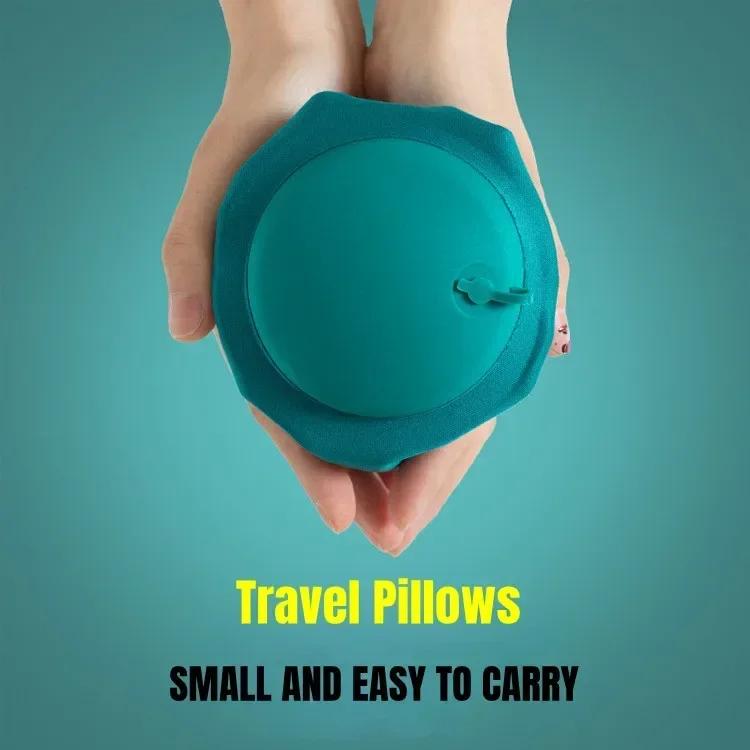 Foldable Portable Pillow Car Neck Protection U-shaped Inflatable Pillow Adjustable Support With Storage Pouch For Camping Travel