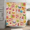 Cute Bakery Pattern Shower Curtain Set for Bathroom Decor Sweet Treats Desserts Design Includes Hook (180x240cm) [SALE]
