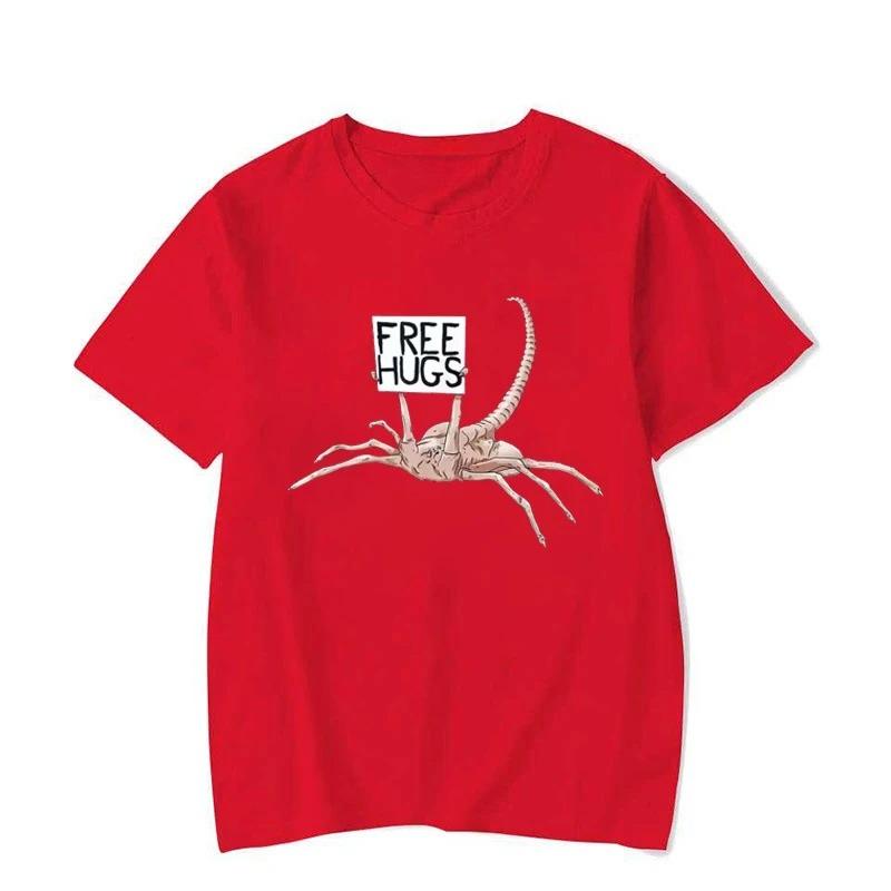 Free Hugs Funny Facehugger Aliens T-Shirt Harajuku T Shirt Comfortable Hip Hop Design Top T-Shirts Graphic Summer Streetwear Y2K