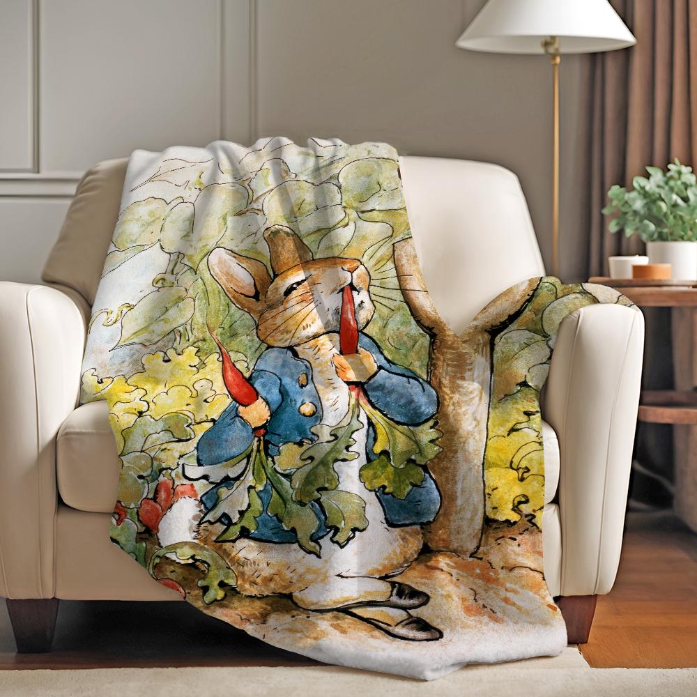 Manta de dibujos animados P Peter R Rabbit Suave y respetuosa con la piel Para sofá Cama Siesta Colcha Edredón para todas las estaciones