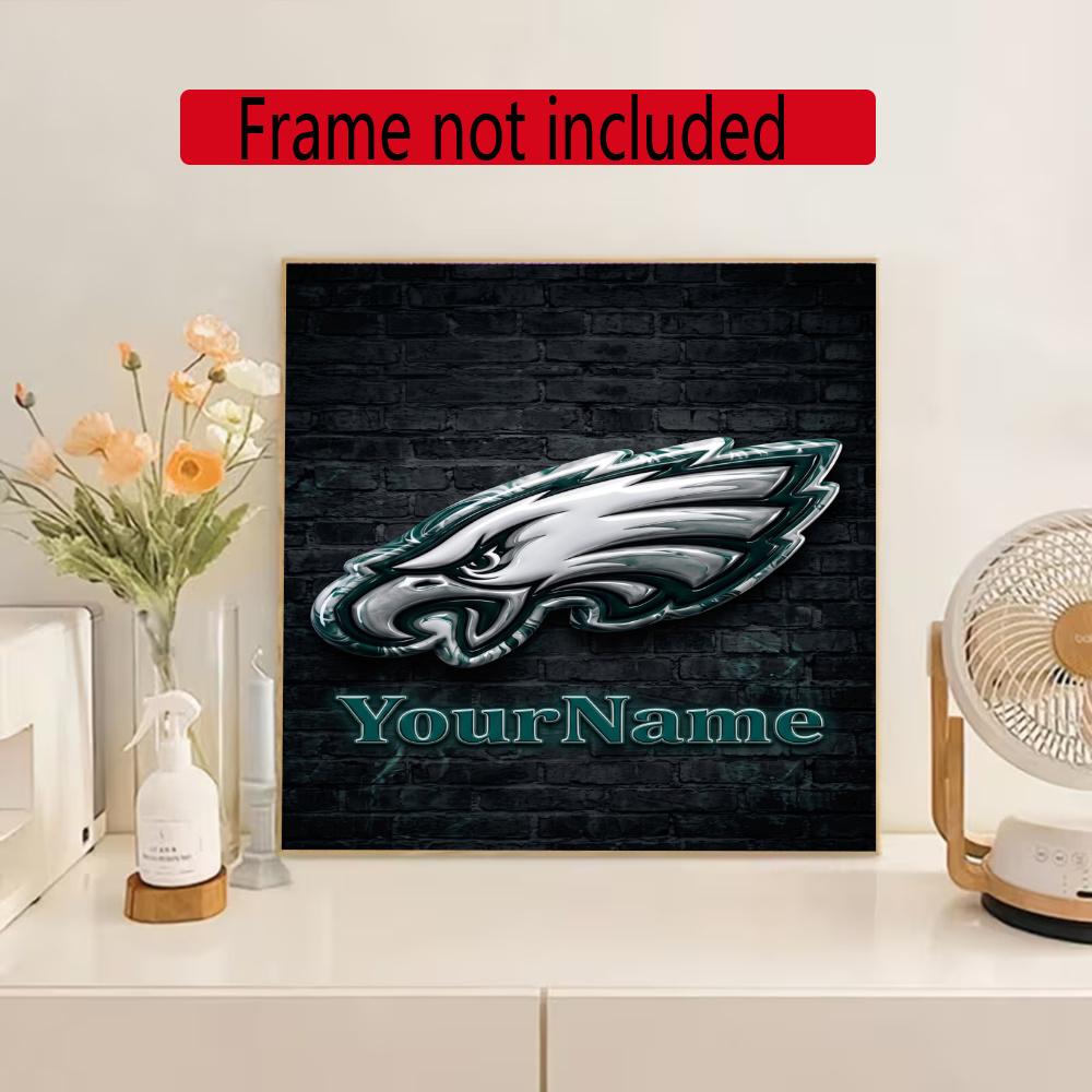 Philadelphia Eagles Customize Your Name Diamond Painting Round Diamond Diy Frameless Holiday Artwork Suitable For Home Office Wall Decoration