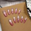 Peach Pink Gradient Cat Eye Press-On Nails - Long Style, Rose Red Manicure