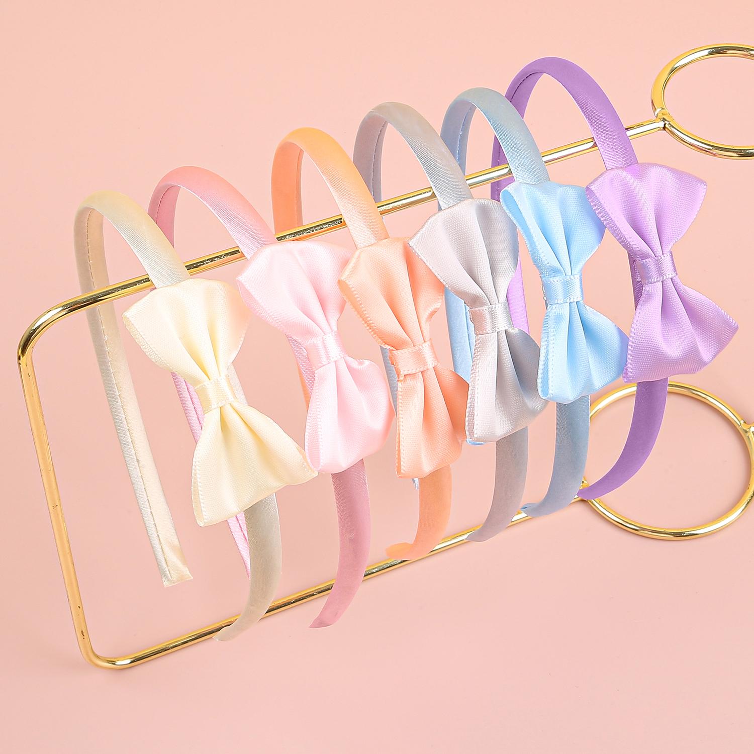 

6 шт. Милые повязки на голову для девочек 2,5 дюйма атласные банты для волос повязка на голову пластиковые атласные повязки для волос детские детские аксессуары для волос