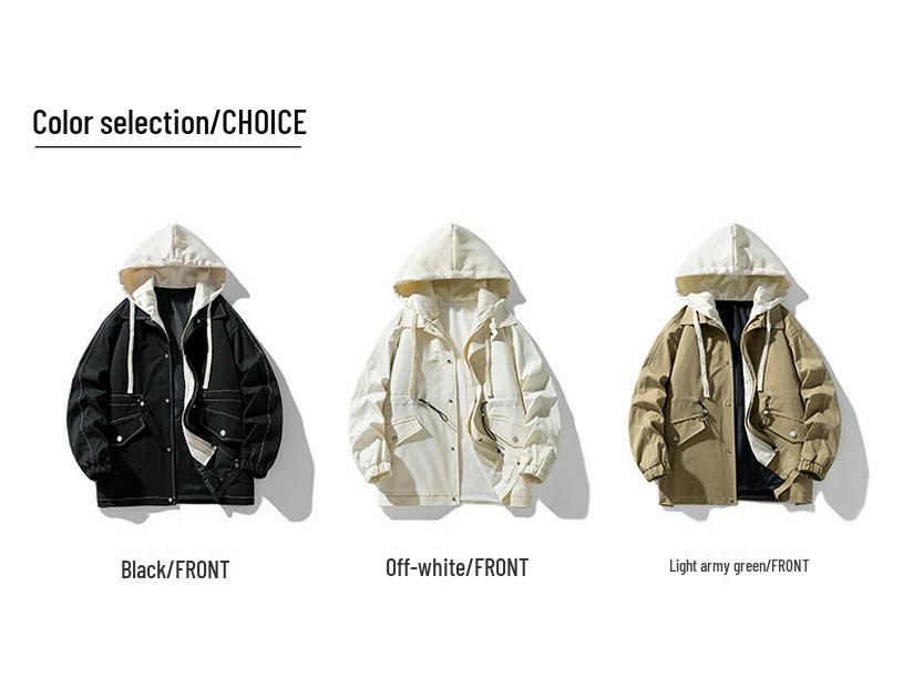 New Men's Hooded Trend Windbreaker: Spring & Autumn Casual Loose Fit Jacket, Two-Piece Look