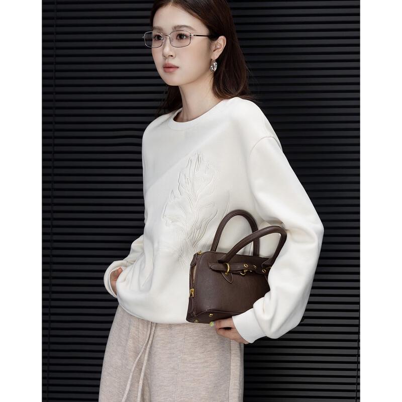 Demana Women's Winter 350G Aolai Velvet Loose Fit Embroidered Sweatshirt