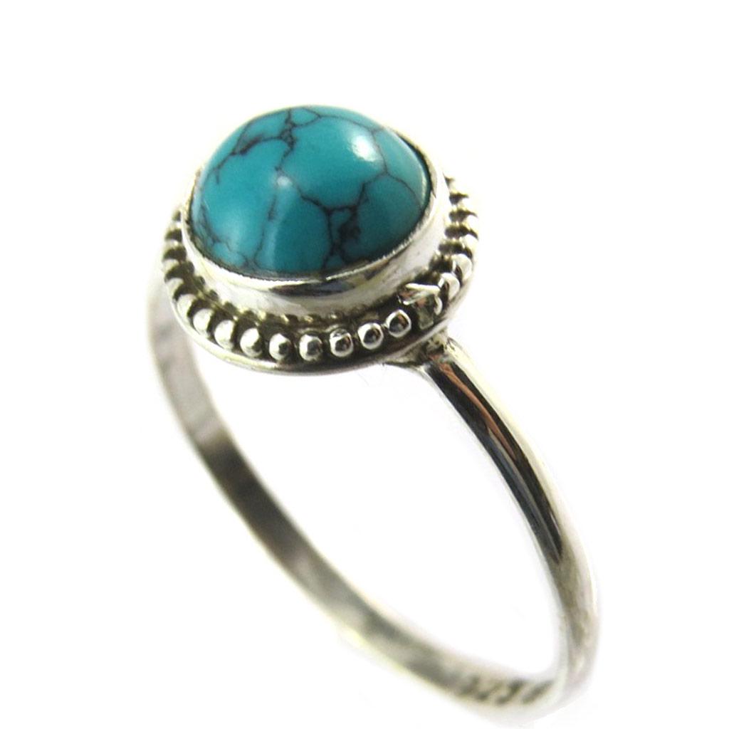 Silver Ring 'Charmes' Turquoise - 9 Mm