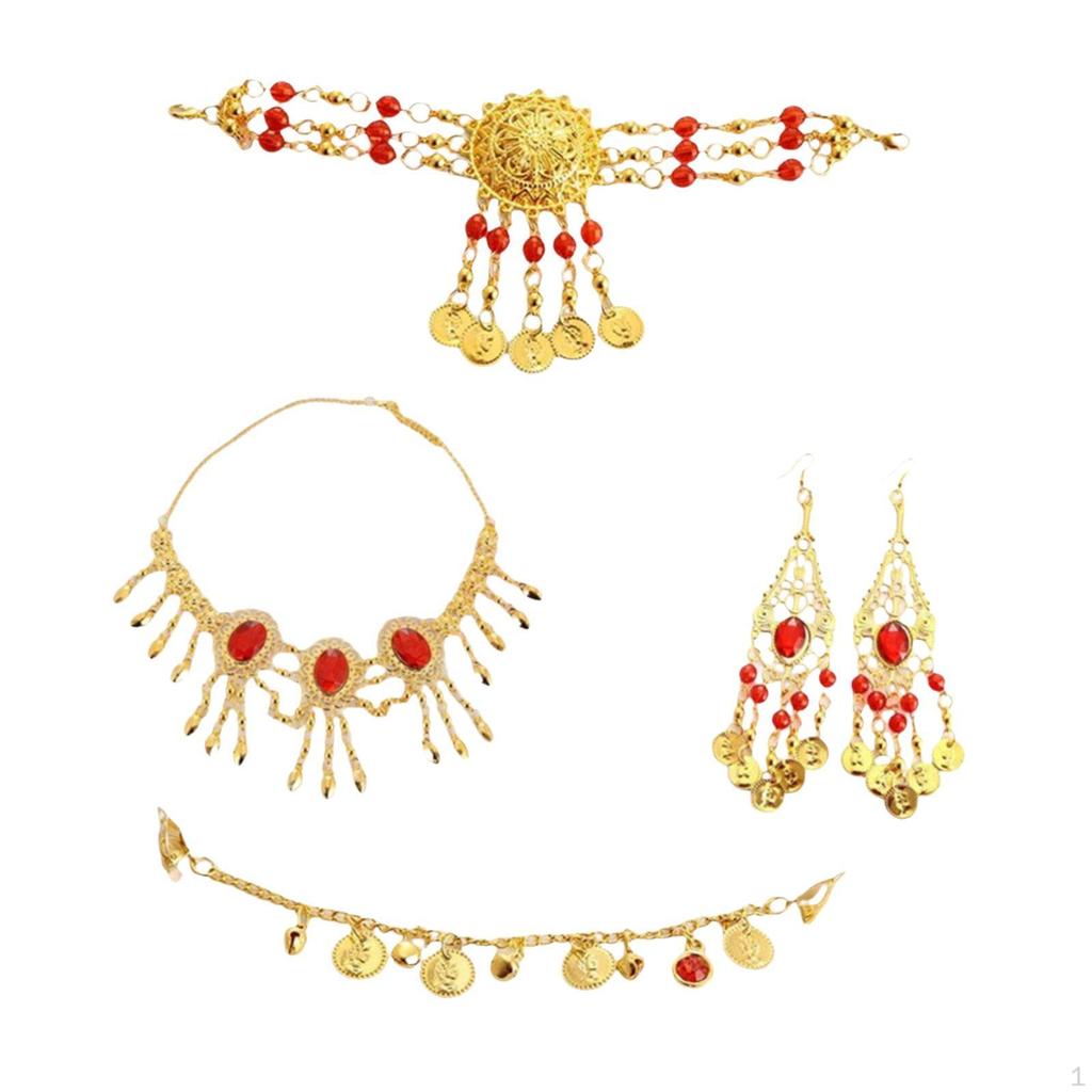 Belly Dance Jewelry Set Antique Hair Chain Tassel for Party Wedding Performances
