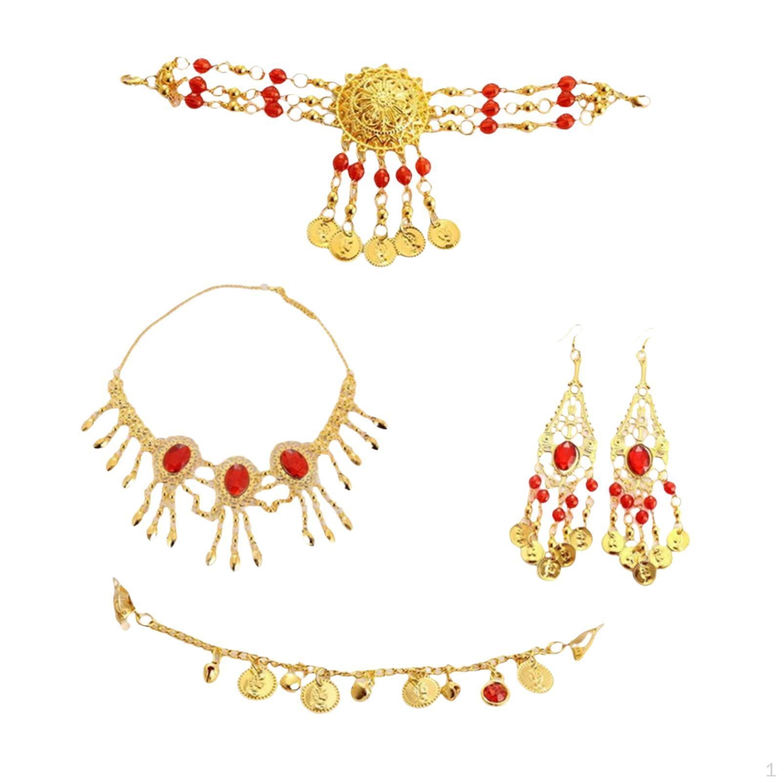

Belly Dance Jewelry Set Antique Hair Chain Tassel for Party Wedding Performances Hook Earrings