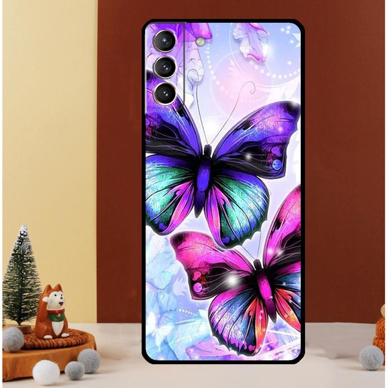 Black Beautiful Butterfly Case For Samsung Galaxy S24 S26 Ultra S21 S22 S20 S23 S25 Ultra S10 Plus S25 FE Cover Funda