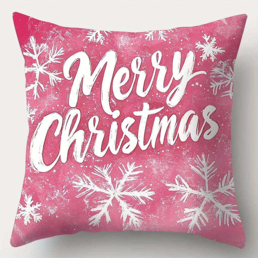 Merry Christmas decoration pillow cover red pink Snowman fawn pattern living room sofa cushion cover room home decoration