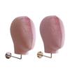 Space Saving Hair Accessories Wall Mount Holder Rack Plastic Iron Frame Pink Stylish Wig Mannequin Cap Stand