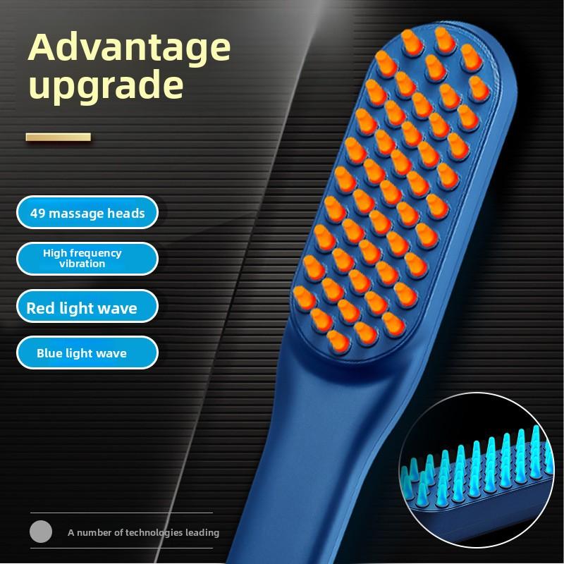 Photonen-Physiotherapie Haarpflegekamm Glattes Haar Friseurkamm Negatives Ion Rotes Blaues Licht Vibrationsmassagekamm