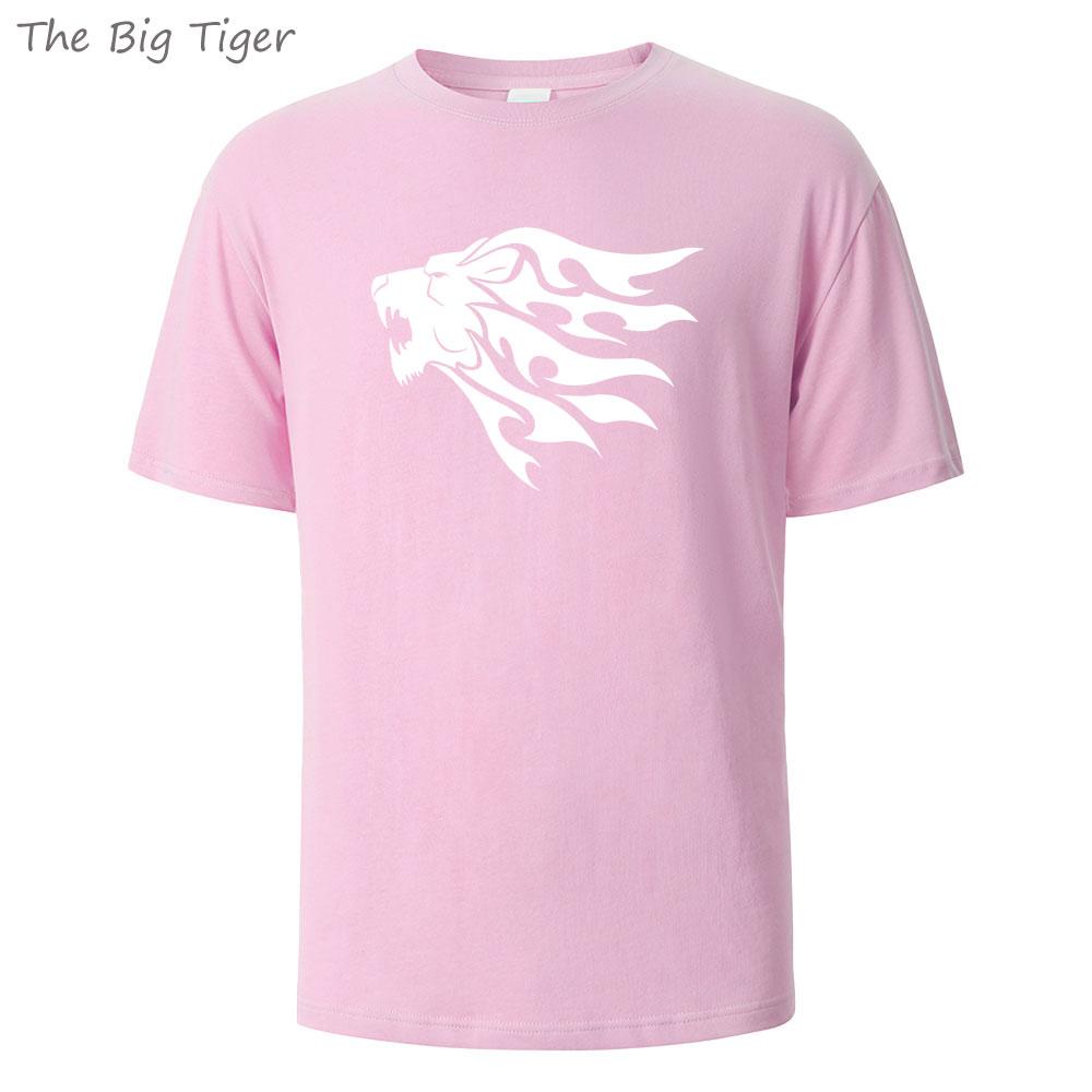 

Футболка из дышащего хлопка с принтом головы льва, минималистичный дизайн, легкая ткань, унисекс, базовая футболка, мужская футболка 4XL