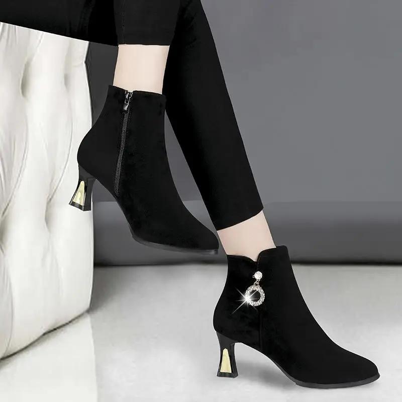 Fashion Woman Short Shoes Stiletto Heel Lightweight Plus Big Size Booties Large Warm Autumn On Offer New Rock Goth Ankle Boots for Women