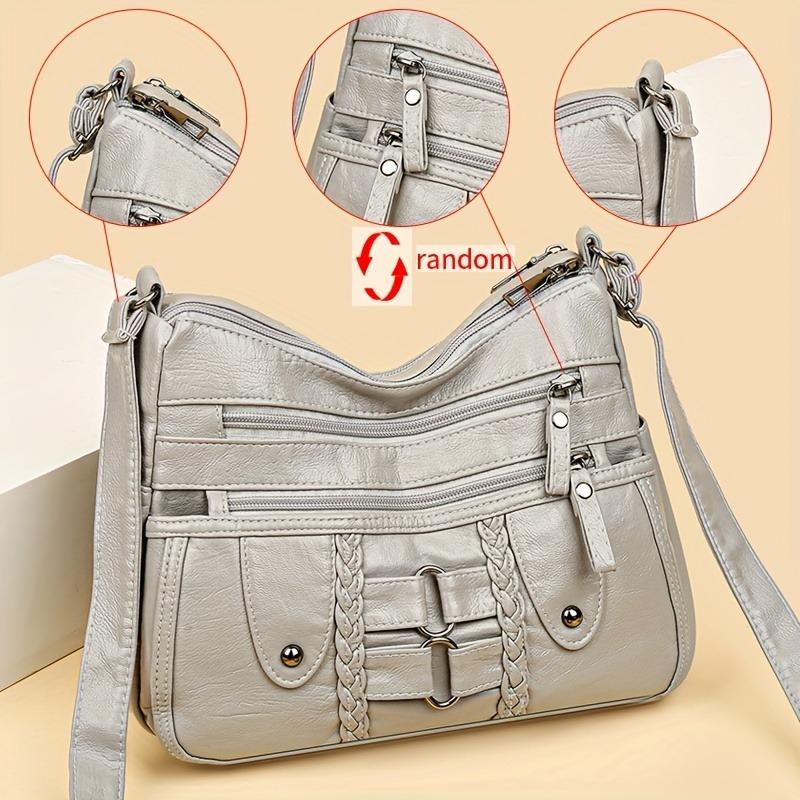 Women's Faux Leather Multi-pocket Crossbody Bag