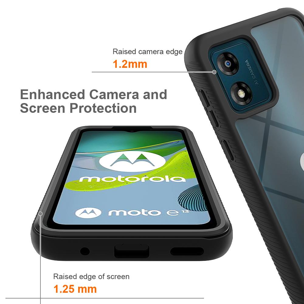 For Motorola Moto E13 4G 3-in-1 Full Protection Phone Case TPU+PC Back Cover with PET Screen Film
