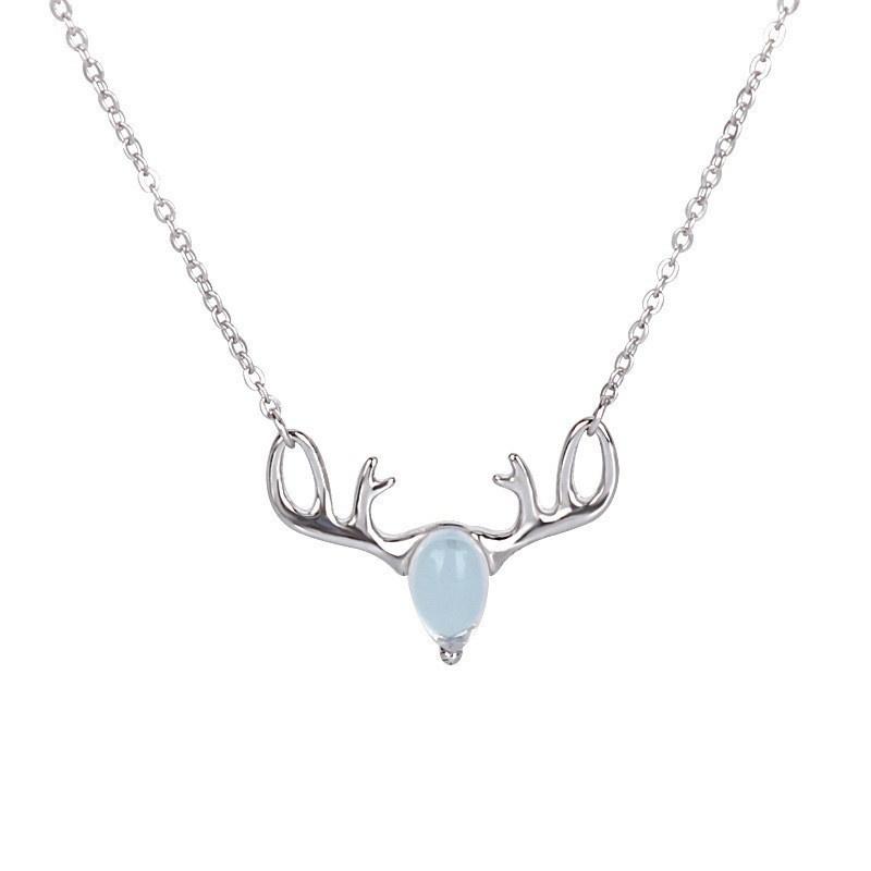 Simple moonstone elk necklace clavicle chain