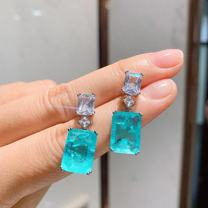 Milan New Geometric Retro Inlaid Crystal Earrings for Women's Dongdamen Green Ethnic Style  High Quality Jewelry