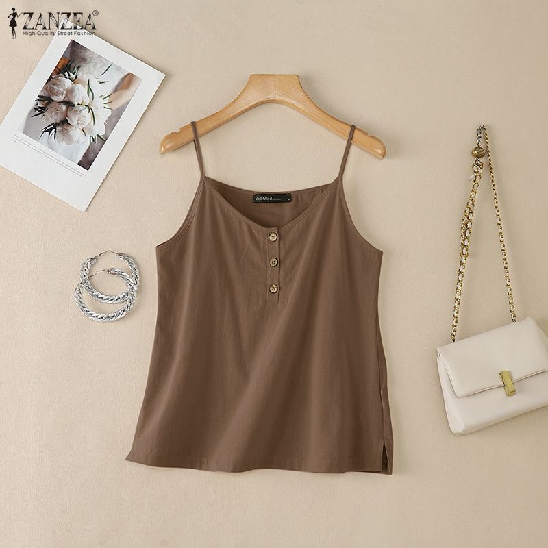 ZANZEA Women Casual Straps Sleeveless Slip Tops Camisoles
