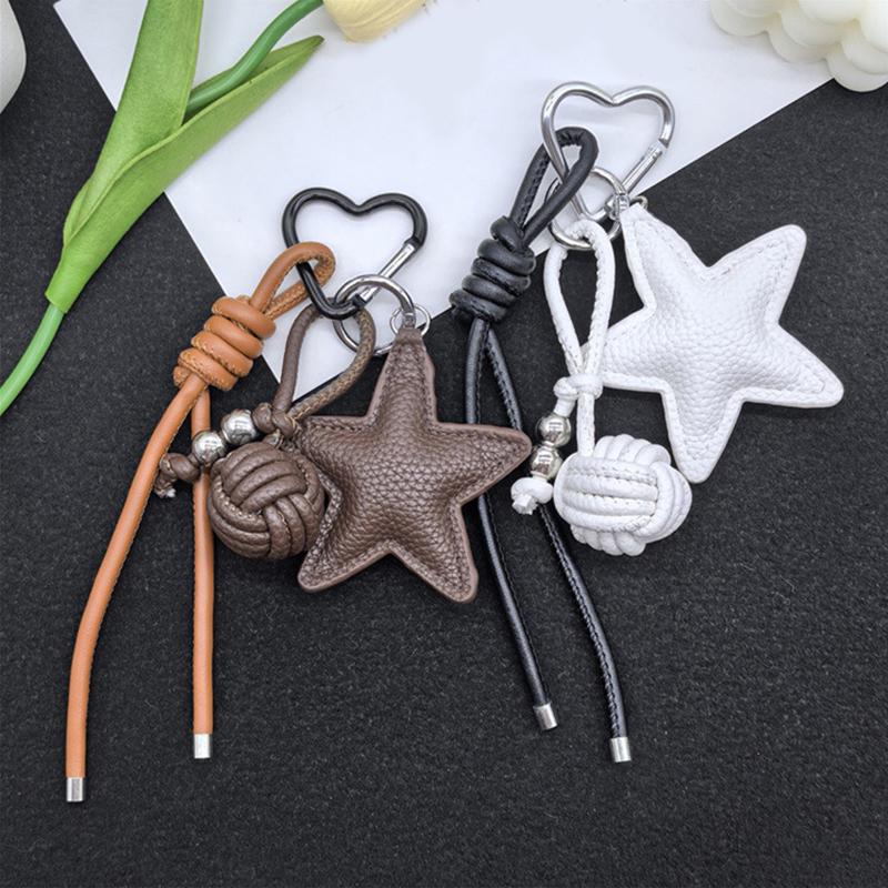 Geflochtener Seilbeutel Hochwertiger Schlüsselanhänger Anhänger Fünfzackiger Stern Hängend Geeignet für Handy-Taschen-Zubehör Ornament