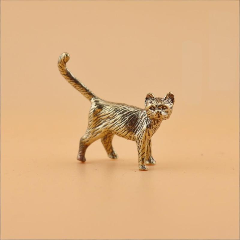 Kreative Retro Messing Kleine Haustierkatze Statue Interessante Mini Langschwanzkatze Tischdekoration Miniatur Heimdeko Handwerk Geschenk