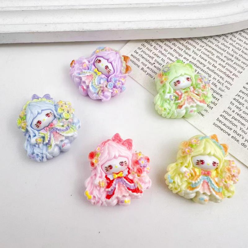 Cartoon Flower Fairy Resin Accessories: DIY Hair Clip & Keychain Trendy Ornament