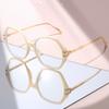 Trendy Geometric Blue Light Blocking Glasses: Black Frame with Gold Temples, Anti-Blue Light Eyewear for Office & Daily Use