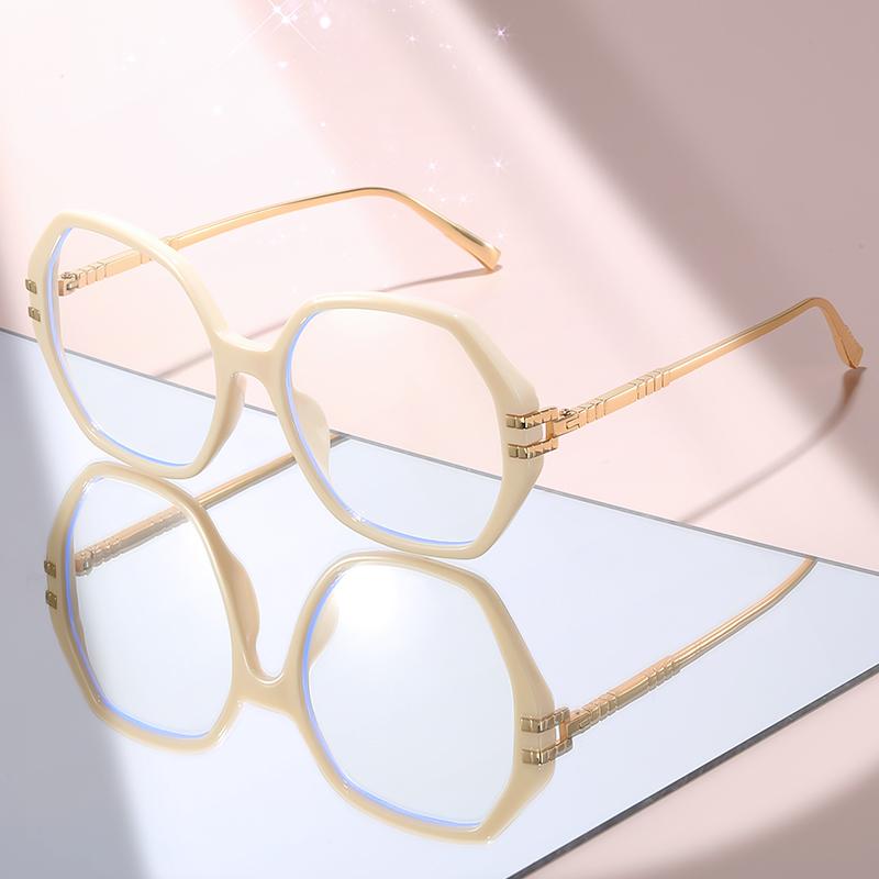 Trendy Geometric Blue Light Blocking Glasses: Black Frame with Gold Temples, Anti-Blue Light Eyewear for Office & Daily Use