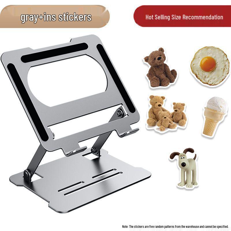 Portable Gold Steel Laptop Stand: Folding Riser Base with Cooling Design