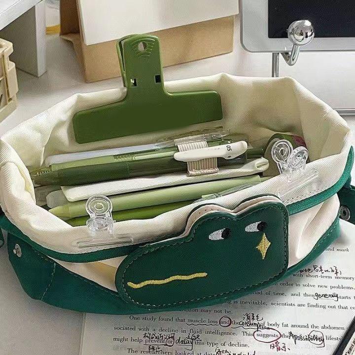 Large Pen Bag Cute Animal Style Stain Resistant Polyester  Large Pencil Case for School Offic