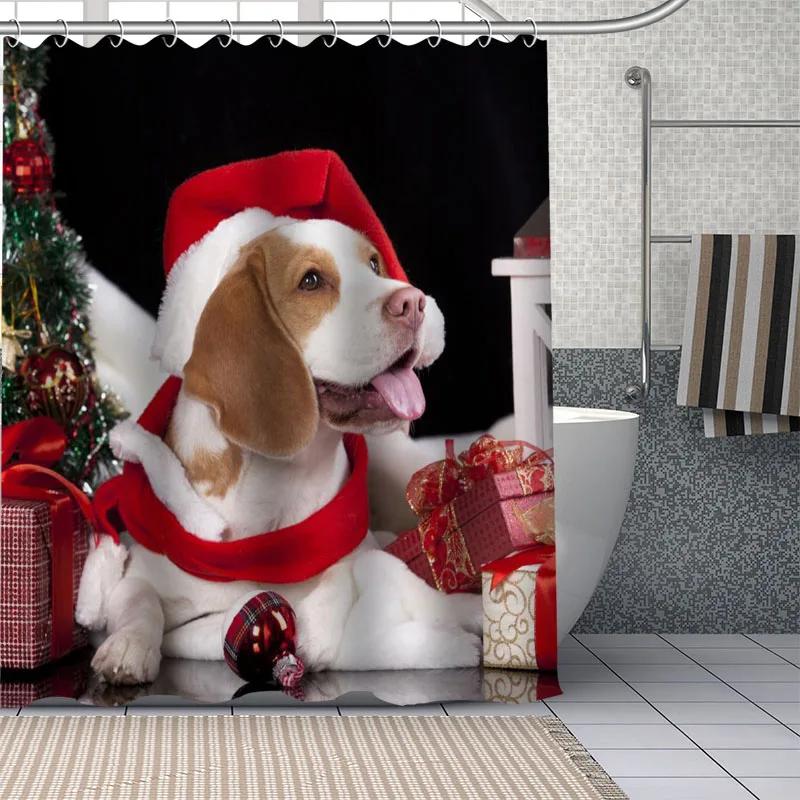 Beagle Dog Bathroom Curtains Waterproof Polyester Cute Pet Animal Shower Curtain Home Decoration Bathtub Curtains With 12 Hooks