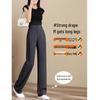 Women's High Waist Slimming Black Straight Leg Pants - Petite & Long Options for Spring & Autumn