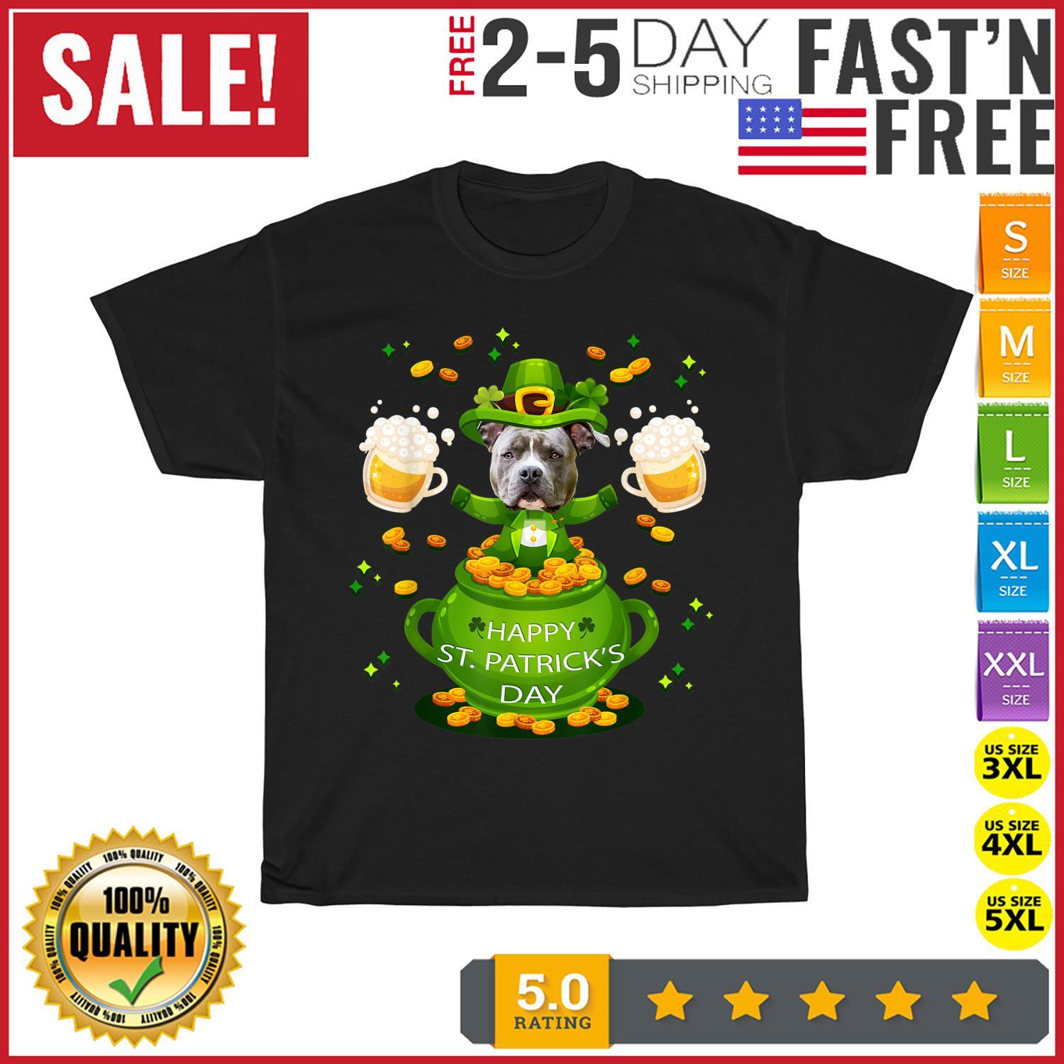 German American Staffordshire Terrier Happy St.Patrick’s Day T Shirt Mens Womens Tees Top Men Women 4XL