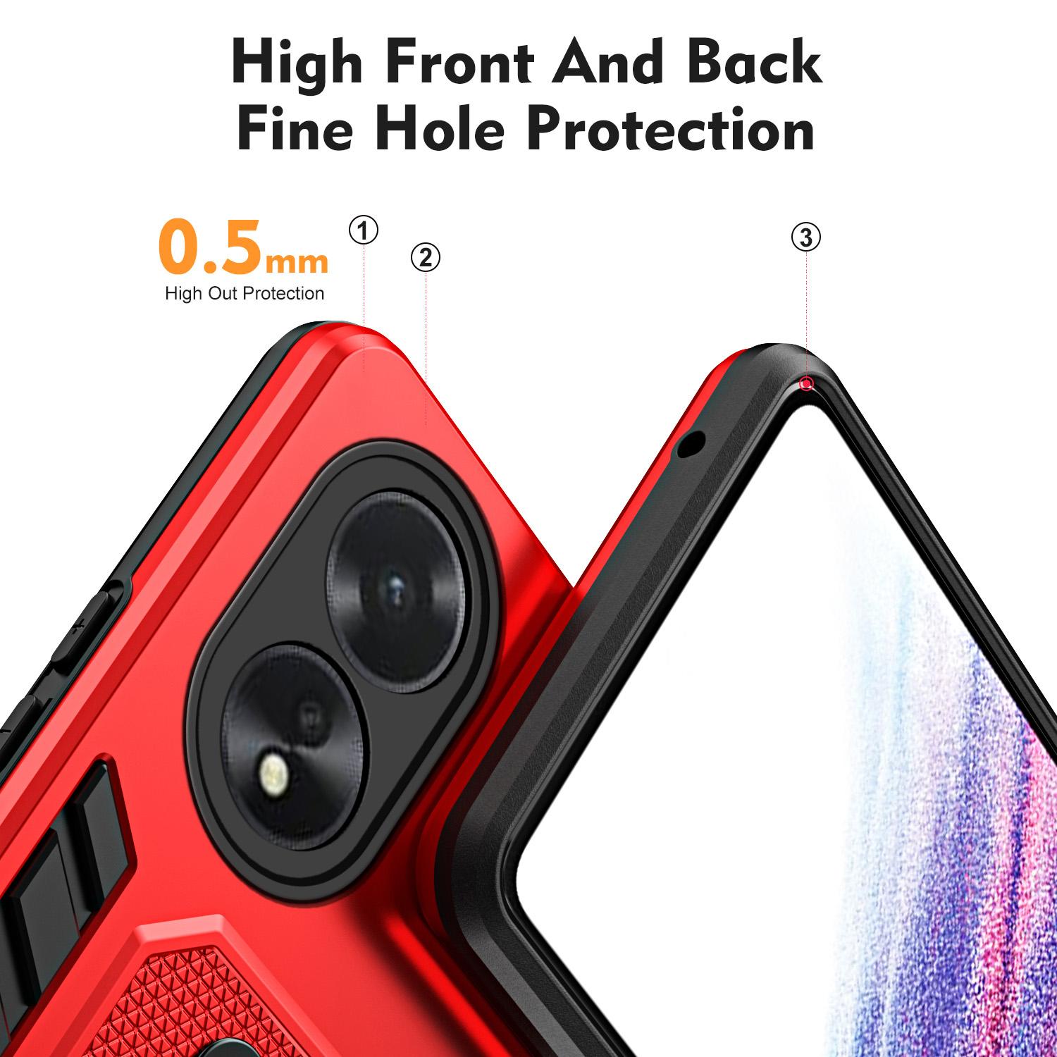 

For Oppo A38 4G/A18 4G Kickstand Case TPU+PC Phone Protective Cover Red