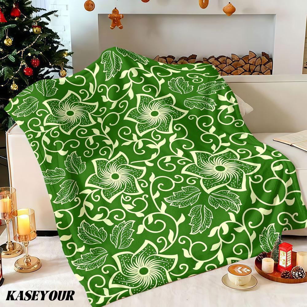 Green Vine Whimsy Winter Summer Flannel Blanket Throw Fleece Soft Fuzzy Plush Cozy Fleece Blankets for Sofa Ideal Gifts