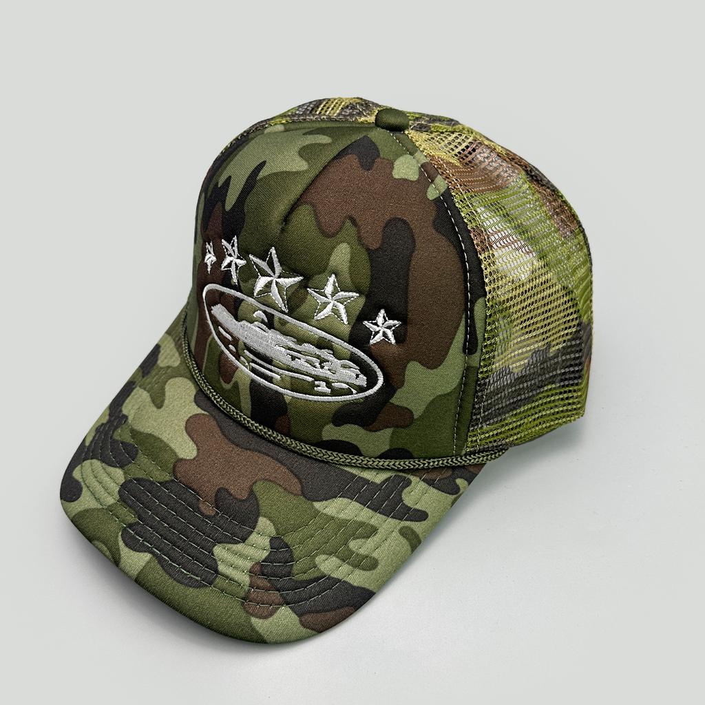 1pc Men's Camo Baseball Cap with Embroidered Firefighter & "First In Last Out" Design Adjustable Lightweight Outdoor Hat