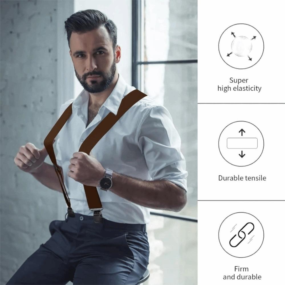5cm Wide X-Type Suspenders Solid Color Elastic Pants Braces Simple Adjustable Suspenders Business