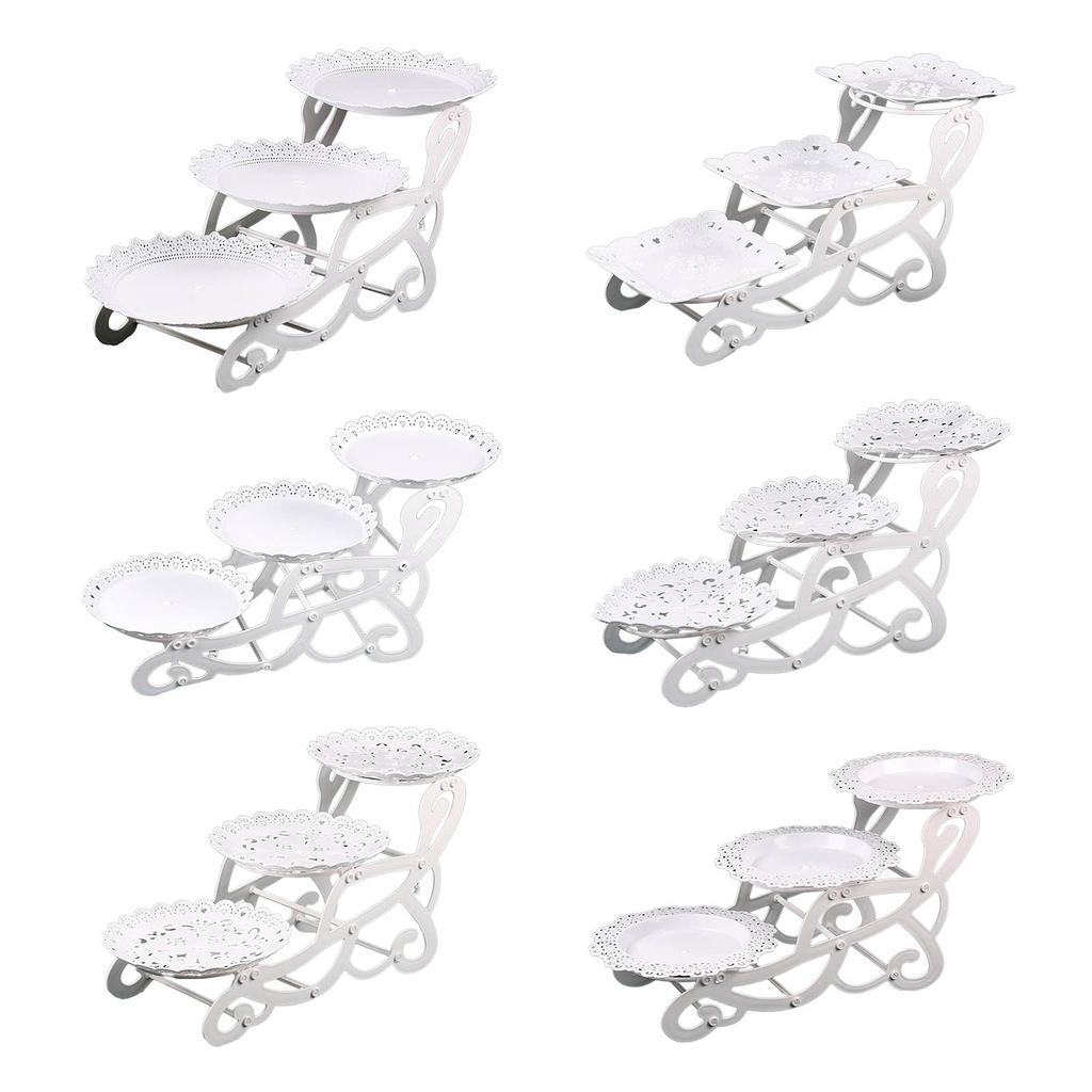 European Dessert Table Fruit Tray 3 Layer Cake Stand Rack Wedding Party Candy Display Plastic Serving Holder for Banquet