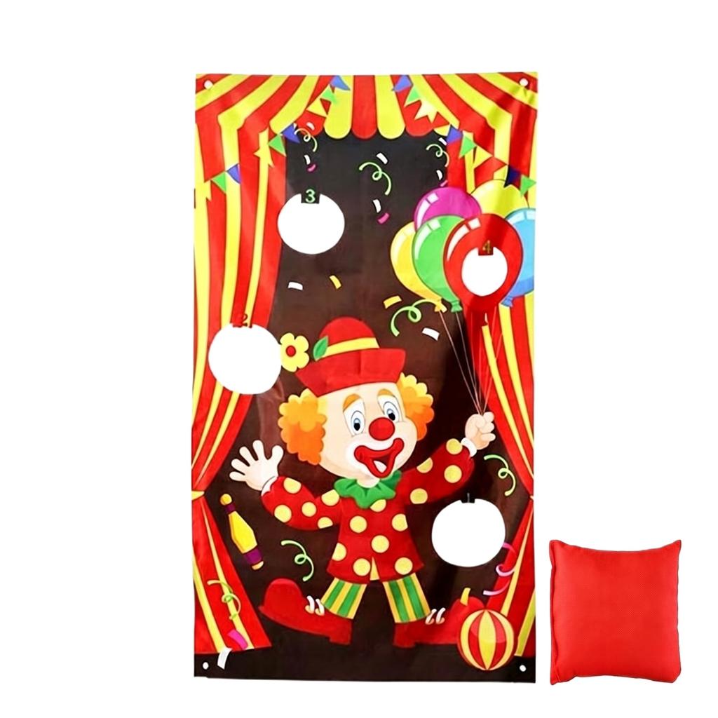 Toss Game Banner with Bean Bags Circus Theme Hanging Target Set for Indoor Outdoor Party Activities Family Group Events Carnival Games