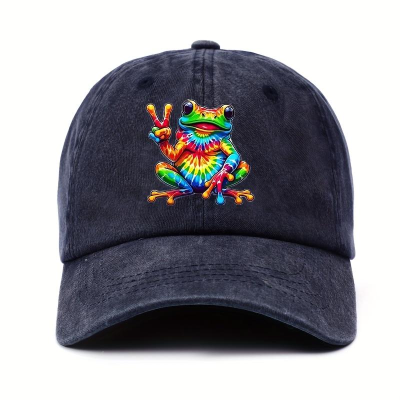 Colorful TieDye Frog Emblem Baseball Cap  Lightweight Handwashable and Made of CottonAppropriate for Any Season