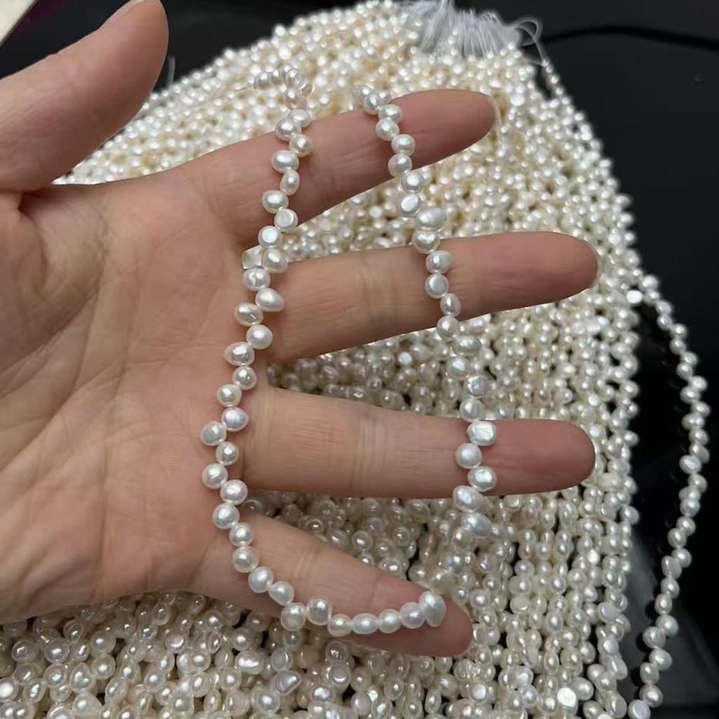 Top Sided Drilled Hole Pearl 4-5mm, Elegant White Natural Freshwater Pearl Beads for DIY Necklace, Bracelet, Anklet Accessories, Jewelry Making, 36cm