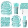 Tiffany Blue Birthday Party Decorations: Paper Plates, Flags, and Napkins