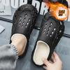 Large size cotton slippers winter indoor non-slip warm hole shoes outdoor piled thickened fluffy slippers